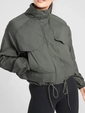 Grey Cropped Parachute Jacket